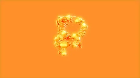 Rouble sign on orange background - design sweet stones font Illustrazione stock