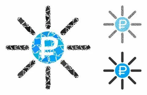 Rouble source Mosaic Icon of Rough Elements Illustrazione stock