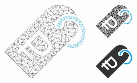 Rouble Token Vector Mesh 2D Model and Triangle Mosaic Icon 스톡 일러스트