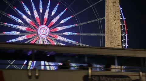 Roue de Paris / Ferris Wheel at Night - Paris, France Stock Footage 61241893