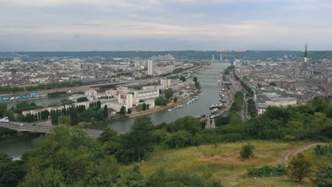Rouen views from a mountain Stock Footage 172557507