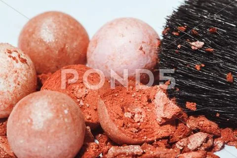 Rouge and brush macro Stock Photos