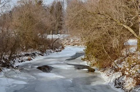 Rouge River in winter Stock Photos