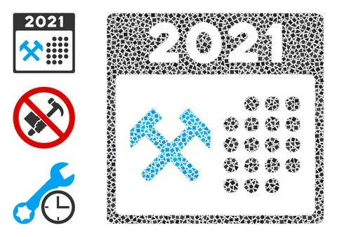 Rough 2021 Working Days Icon Mosaic Stock Illustration