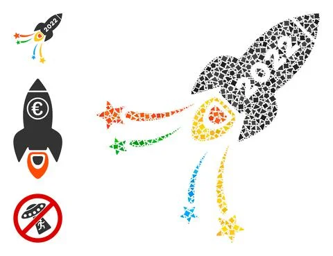 Rough 2022 Fireworks Rocket Icon Mosaic Stock Illustration