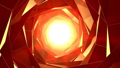Rough abstract red yellow tunnel with bright flickering light at its end. Stock Footage 86582263
