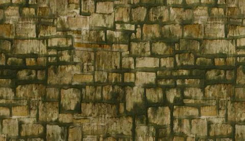 Rough, aged stone wall background featuring irregular light brown blocks Stock Illustration