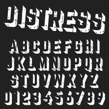 Rough alphabet font template Stock Illustration