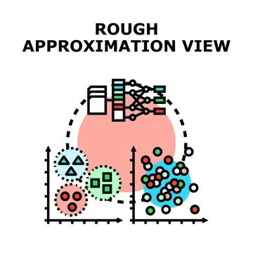 Rough approximation view in data processing analysis Stock Illustration