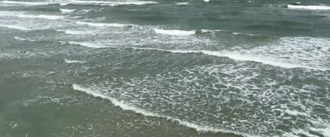 Rough beach waves shore Stock Footage 339864997