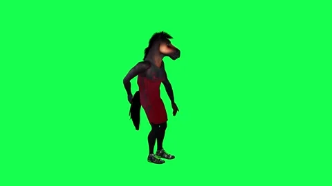 Rough brown 3D talking animated horse pulls out his gun and places it from the Stock Footage 247972850