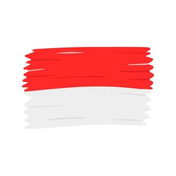 Rough Brush Stroke Indonesia Flag Paint Stock Illustration