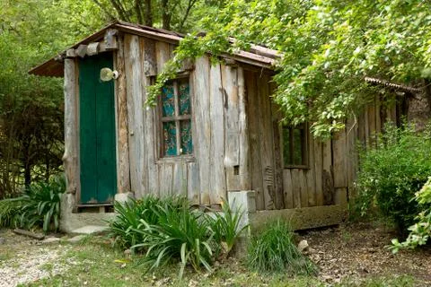 Rough built shack in the forest Stock Photos