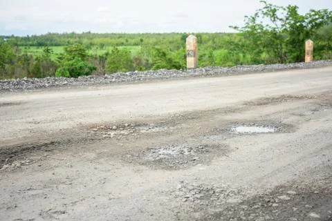 Rough bumpy stone road in rural Stock Photos