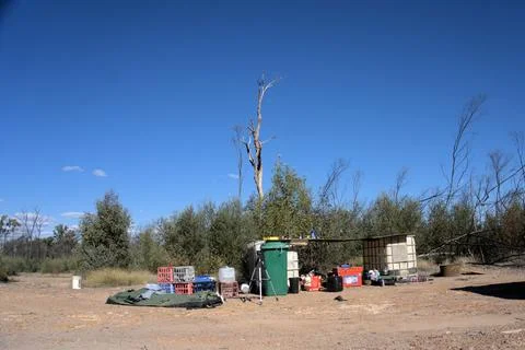 Rough camp site Foto stock