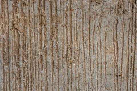 A rough concrete surface with linear grooves used to improve traction 스톡 사진