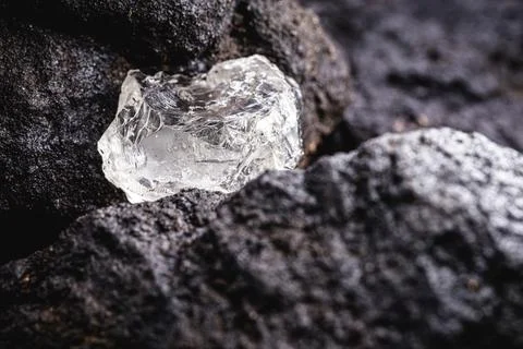 Rough diamond, crystal in an allotropic form of carbon, uncut gemstone, conce Stock Photos
