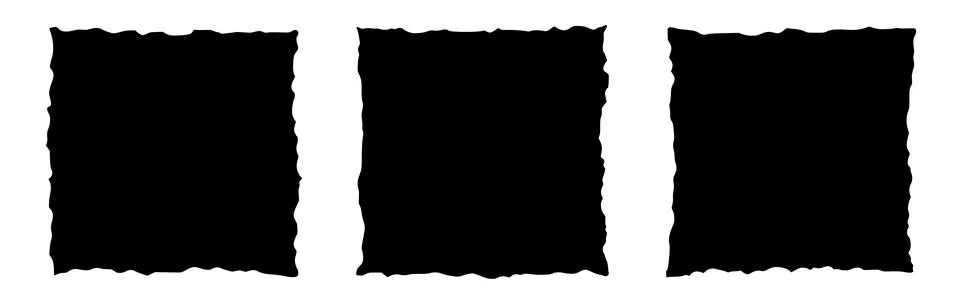 Rough edge rectangle shape collage. Paper torn, jagged edge rectangle frame set Stock Illustration