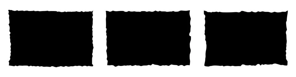 Rough edge rectangle shape collage. Paper torn, jagged edge rectangle frame set Stock Illustration