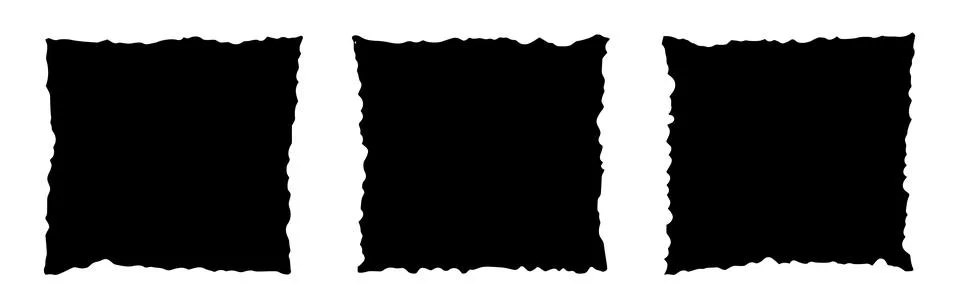 Rough edge rectangle shape collage. Paper torn, jagged edge rectangle frame set Illustrazione stock