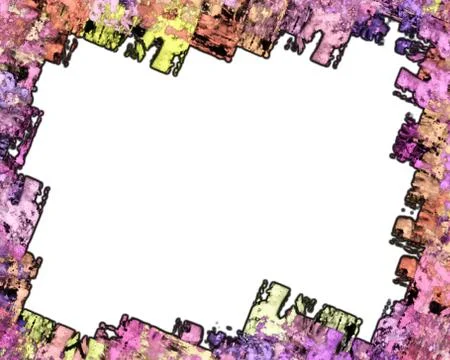 Rough edged bright colored grunge frame Stock Illustration