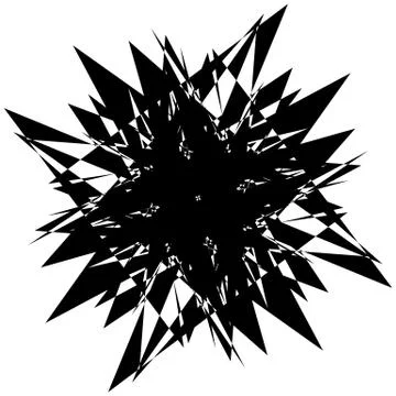 Rough, edgy textured geometric element. Abstract black and white shattered sh Stock-Illustration