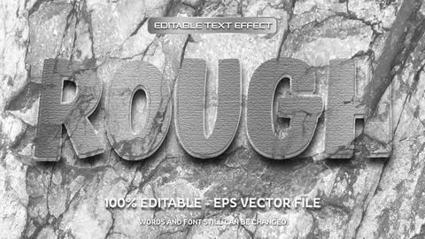 Rough editable text effect with natural stone background Stock Illustration