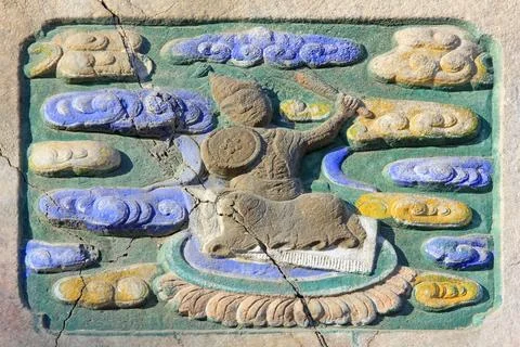 Rough embossment in a temple Stock Photos