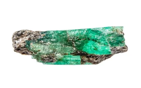 Rough emerald crystal isolated on white Stock Photos