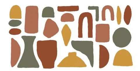 Rough figures silhouette set. Circle, rectangle and corner, arch. Abstract Stockillustratie
