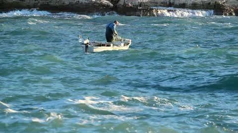 Rough fishing Stock Footage 20585171