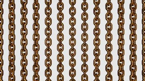 Rough golden chains rotating like loop background, overlay with alpha channel 3d Stock Footage 299628806