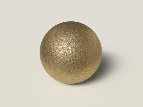 Rough golden sphere with shadow. 3d render Illustration