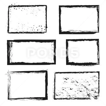 Rough grunge distressed ink vector image border frames Stock Illustration