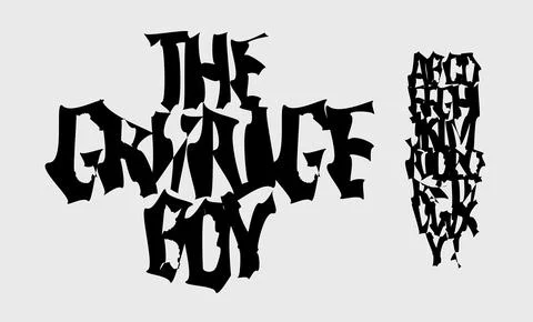 Rough Grunge Magic Font Logo Alphabet Uneven Letter Set Horror Typography, Sharp Stock Illustration