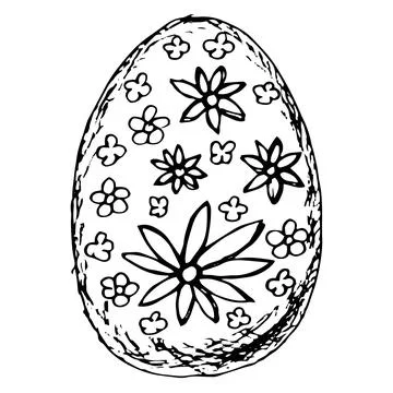 Rough hand-drawn illustration of the easter egg with floral texture Illustrazione stock