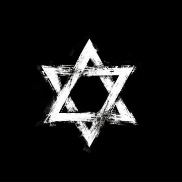 Rough hand drawn white and black Star of David symbol Stock Illustration