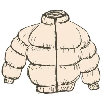 Rough hatching vintage drawing of the down jacket 스톡 일러스트