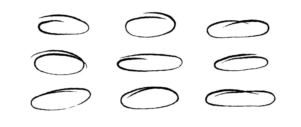 Rough highlight circles set. Doodle and scribble ellipses collection. Grunge Stock Illustration