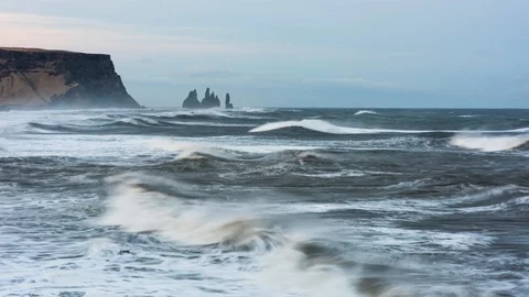 Rough Iclandic Beach Stock Footage 99275973
