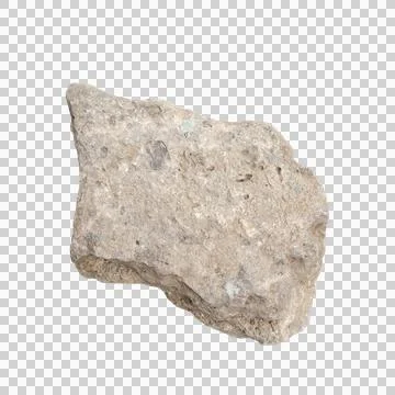 Rough irregular grey stone fragment rock piece isolated natural mineral Stock Photos