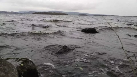 Rough Lake On A Stormy Day 스톡 동영상 142931860