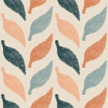 Rough Leaf (Peach, Orange, Soft Blue, Teal) 스톡 일러스트