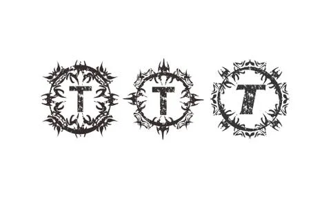 Rough Letter T Template Set Illustrazione stock