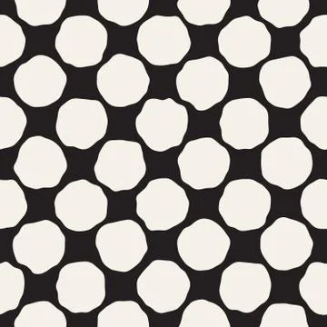 Rough Line Hand Drawn Circles. Vector Seamless Black and White Pattern Illustrazione stock