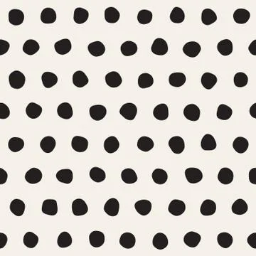 Rough Line Hand Drawn Circles. Vector Seamless Black and White Pattern Illustrazione stock