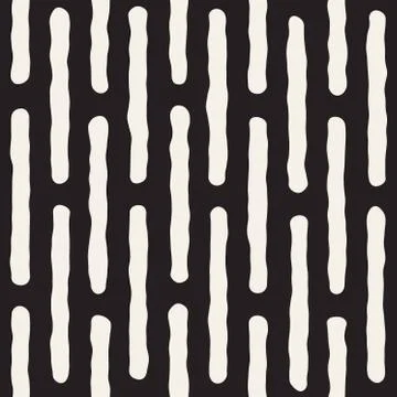 Rough Line Hand Drawn Circles. Vector Seamless Black and White Pattern. 스톡 일러스트