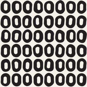 Rough Line Hand Drawn Circles. Vector Seamless Black and White Pattern. 스톡 일러스트
