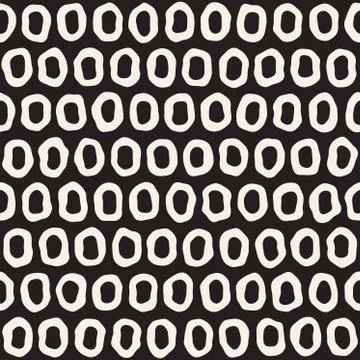 Rough Line Hand Drawn Circles. Vector Seamless Black and White Pattern. Stock Illustration