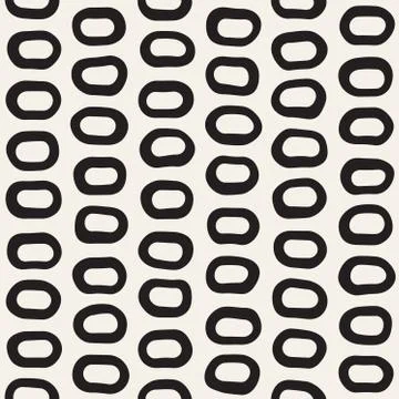 Rough Line Hand Drawn Circles. Vector Seamless Black and White Pattern. Illustrazione stock